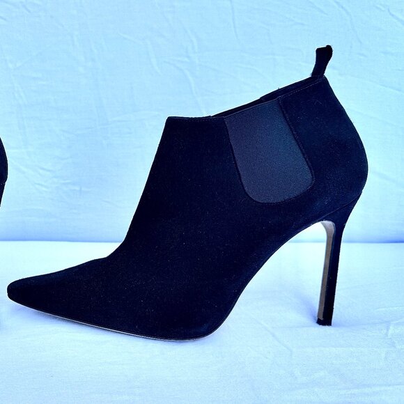 Manolo Blahnik Linuspla Black Suede Ankle Bootie Boots Size EU 38.5/8.5 US - Picture 3 of 7